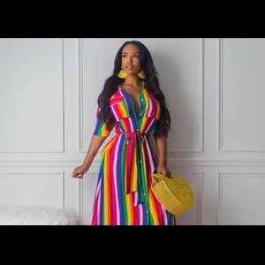 Rainbow / multi color / stripe maxi dress